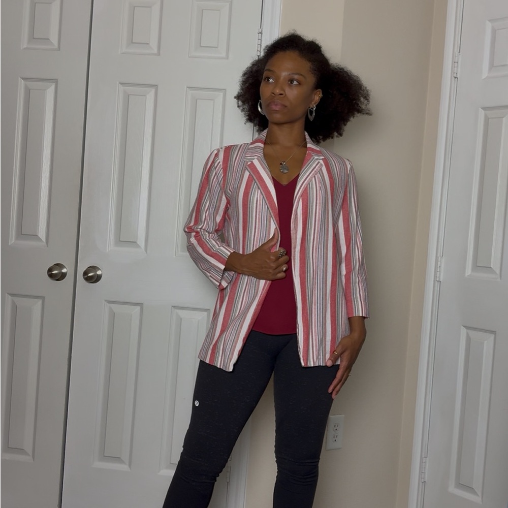 Women's Blazer - Red and White Stripes